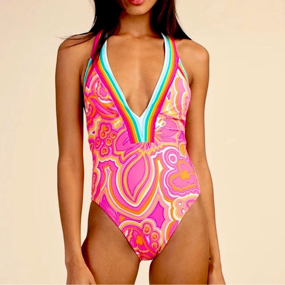 Trina Turk Morning Sunrise Plunge One Piece - Picture 1 of 14